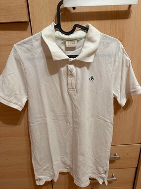 Scotch & Soda White Polo with Green Embroidered Logo